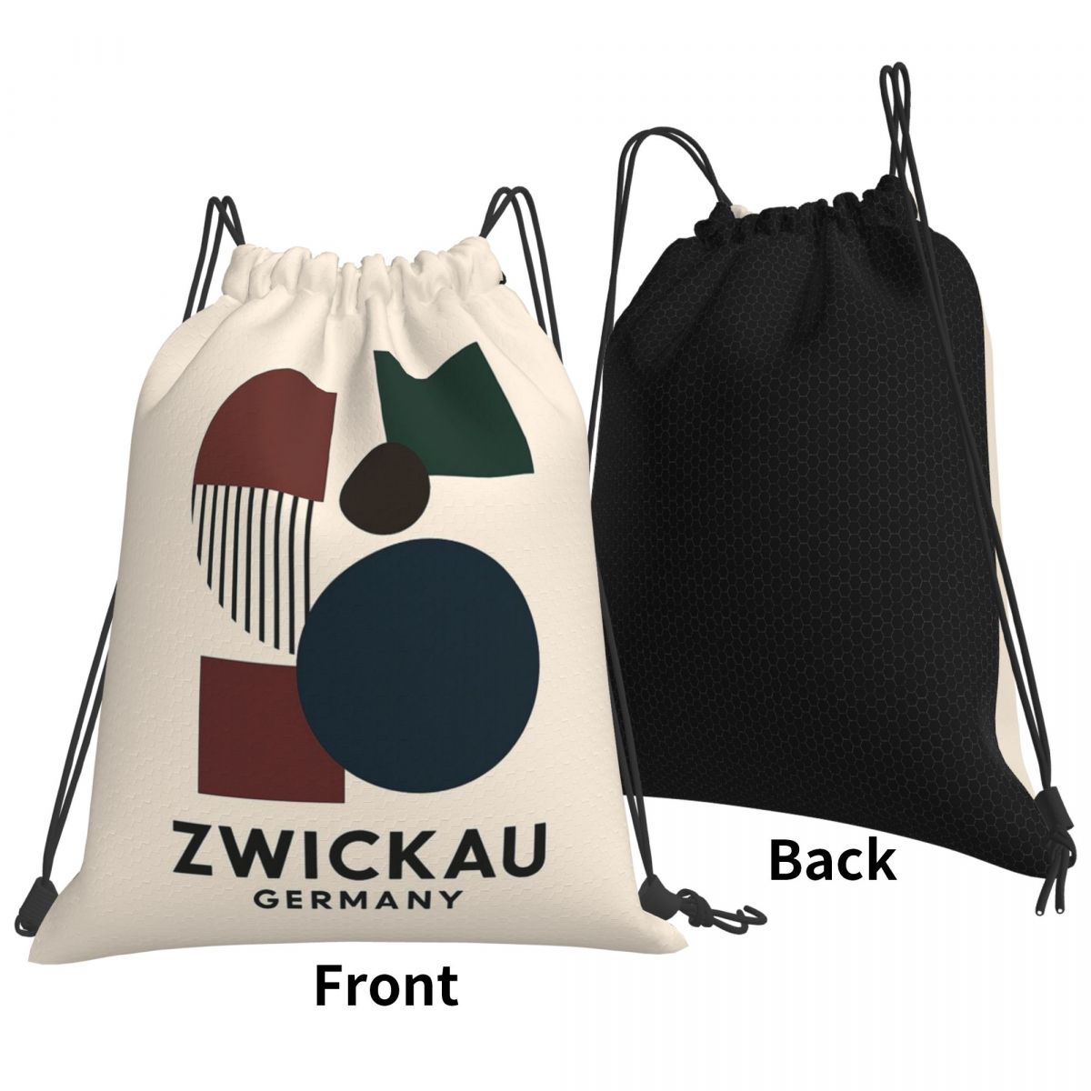 Women Bags Germany - ツヴィカウ ドイツ バウハウス 幾何学模様のバックパック ポータブル巾着バッグ 収納バッグ