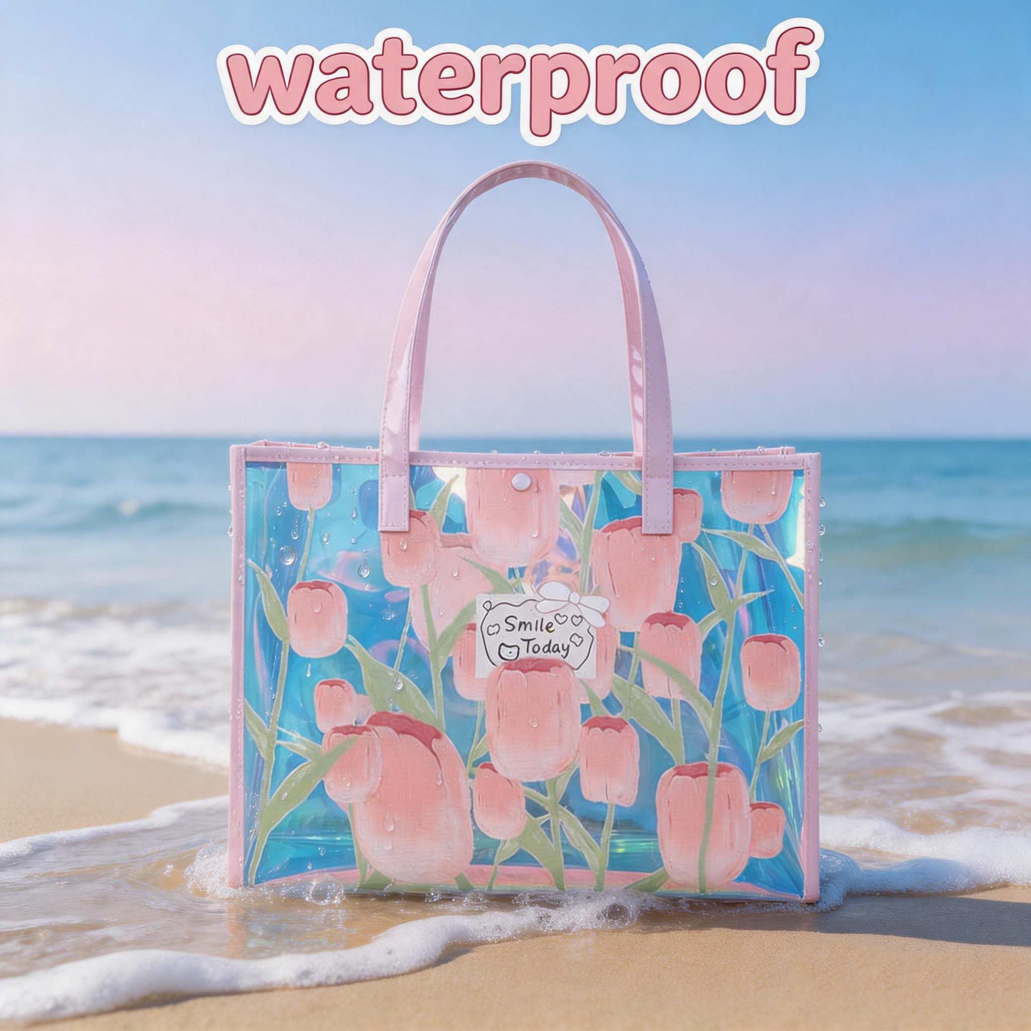 Women Bags Lv - 防水軽量トートバッグ 女性用 大容量 ジッパー付き ショルダーバッグ ビーチ