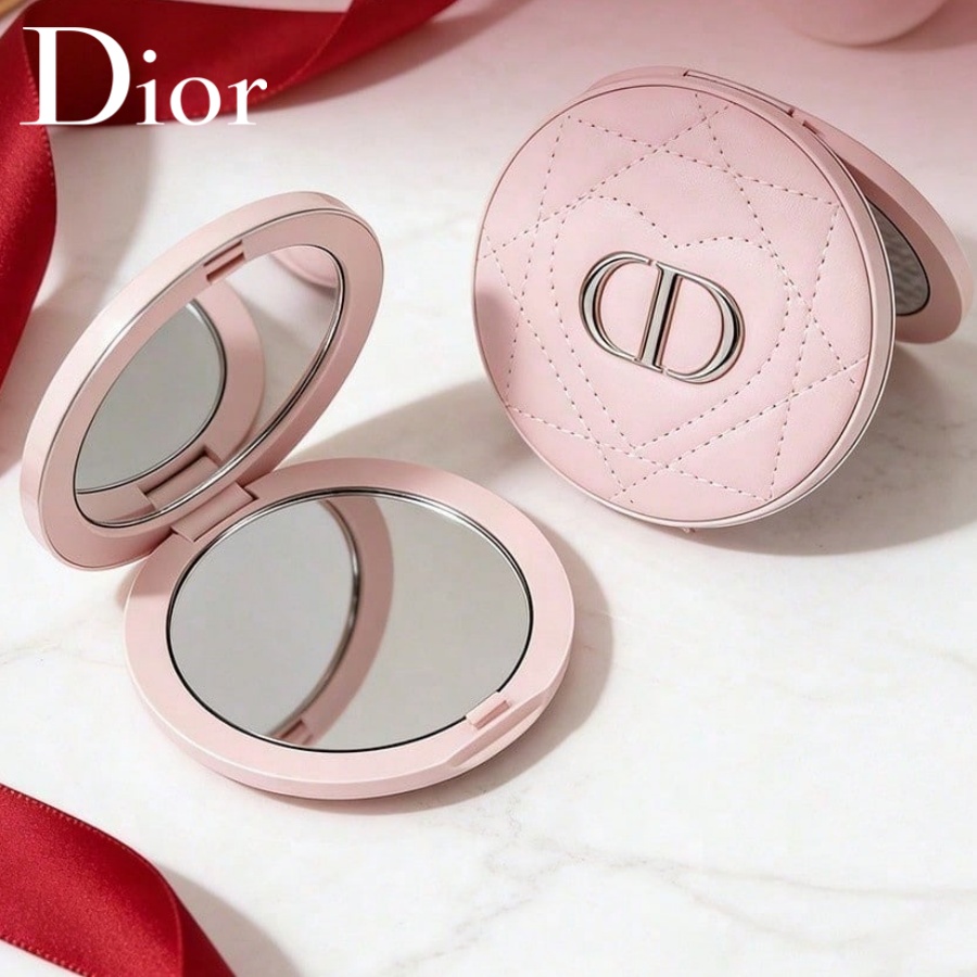 Women Bags Dior - クリスチャン・ディオール ディオールのバッグ エレガントなピンクのレザークラッチバッグ 女性用 シルバーブランドロゴ入り両面化粧鏡付き ポル