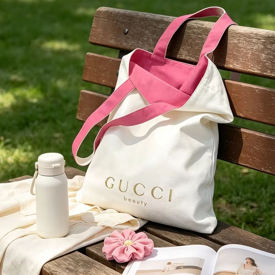Women Bags Deals - グッチのバッグ レディース キャンバス トートバッグ 両面デザイン ローズピンク