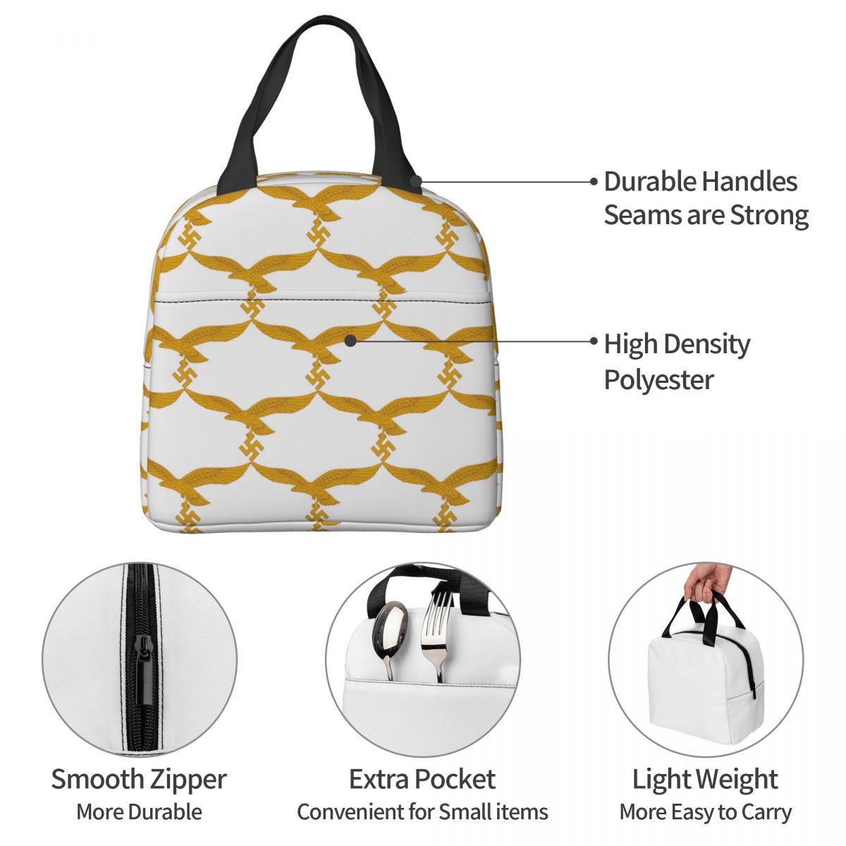 ドイツ空軍ドイツフランス断熱ランチバッグ女性子供用ポータブル - Women Bags Germany のレビューと価格