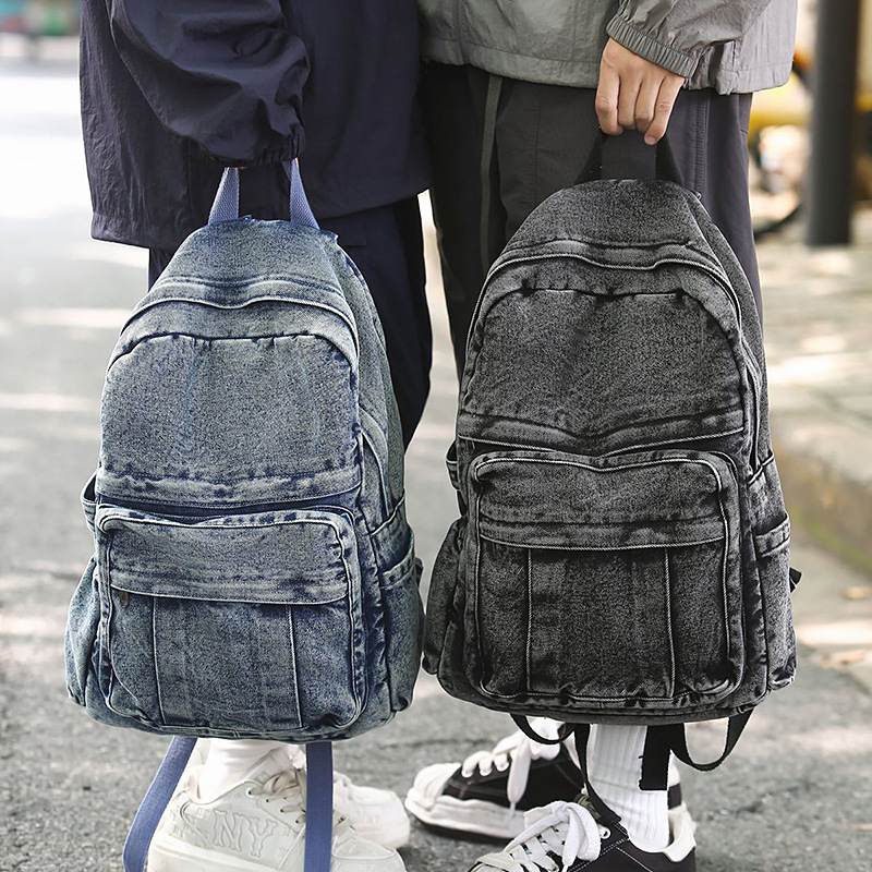レトロデニムバックパック大容量男性と女性のアウトドアスポーツ - Women'S Kipling Bags のレビューと価格