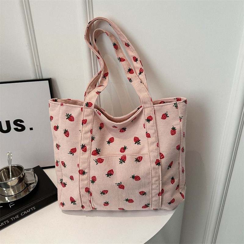 コーデュロイ ハンドバッグ イチゴ ビーチバッグ おしゃれ  - Women Bags Zara のレビューと価格