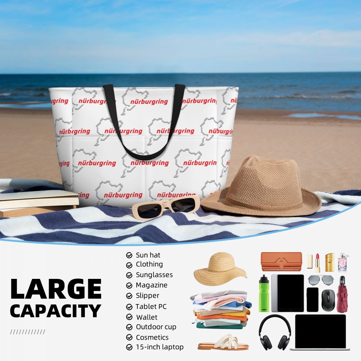 レーストラックドイツ ヌルブルクリン ビーチトートバッグ ス - Women Bags Germany のレビューと価格