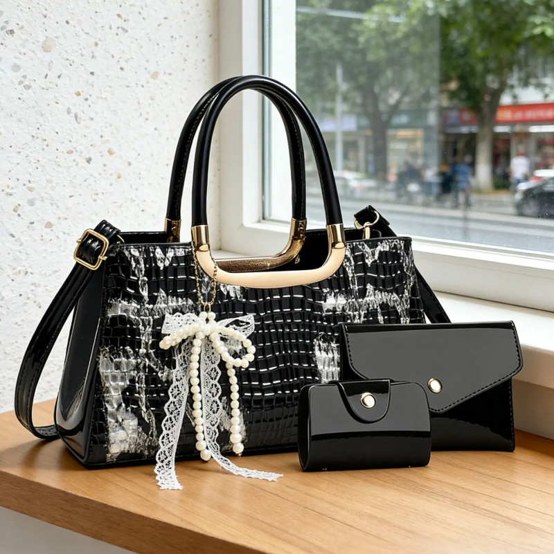 レディースハンドバッグセット、クロコダイル柄イブニングクラッ - Women Bags For Party のレビューと価格